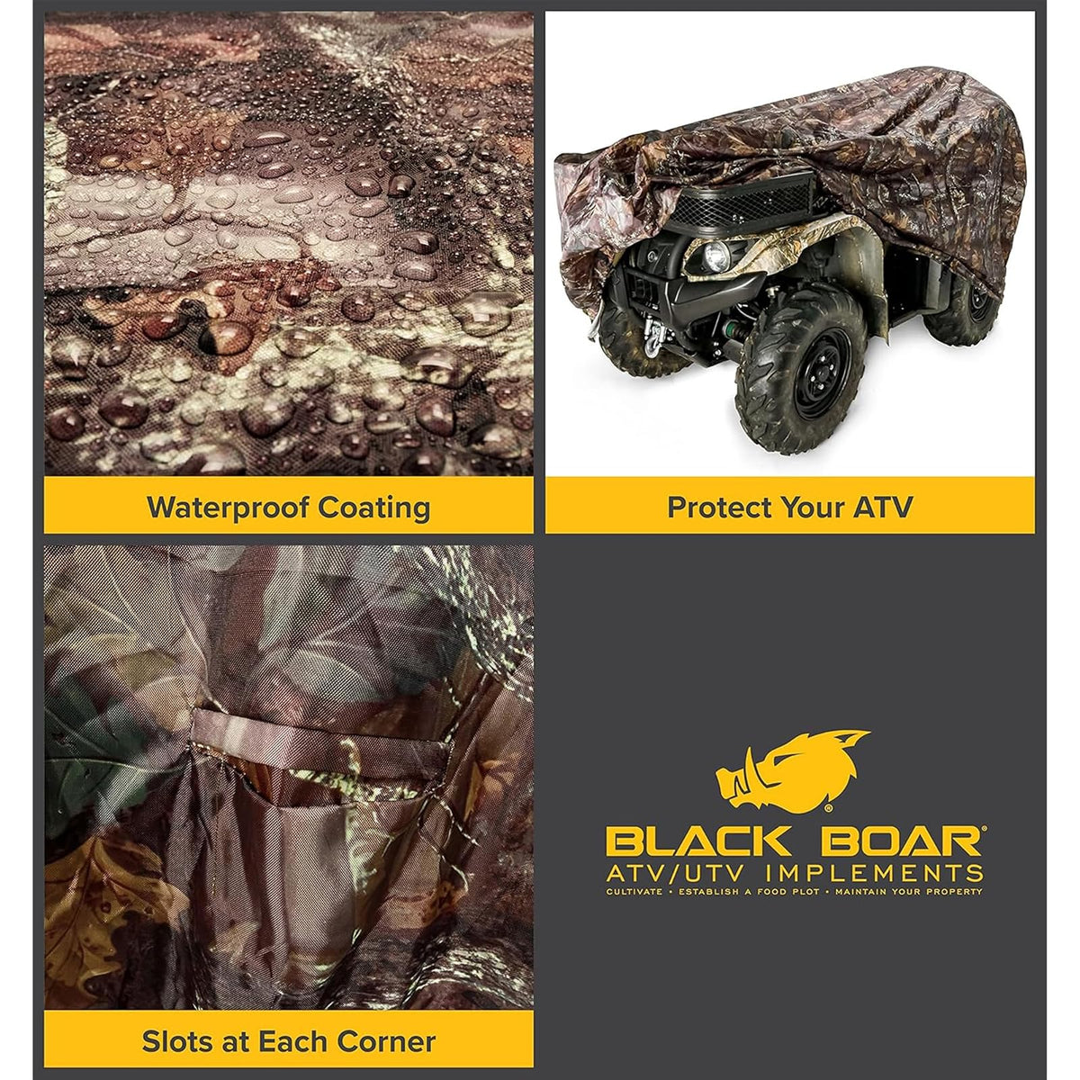 Black Boar Funda para ATV Extragrande 450cc Camuflaje Selva Poliuretano | Poliéster recubierto de poliuretano, correas y hebillas cosidas, para estacionamiento al aire última intervensión