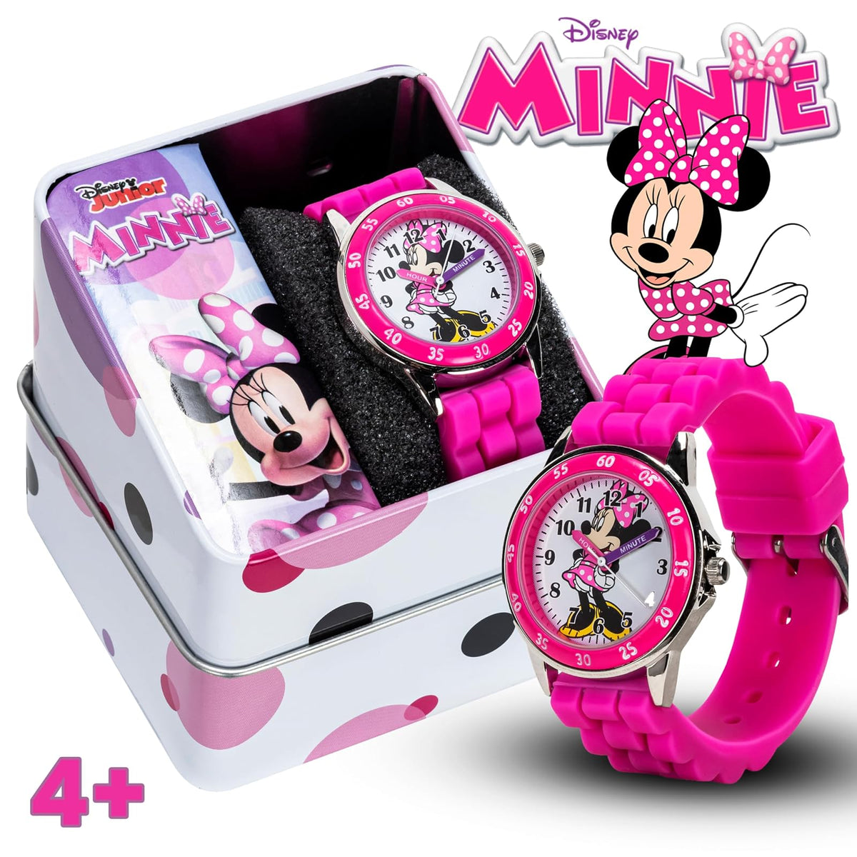 Accutime Kids Disney Mickey Mouse Minnie Mouse Analog Quartz Time Teacher Wrist Watch for Toddlers, Boys & Girls to Learn How to Tell Time