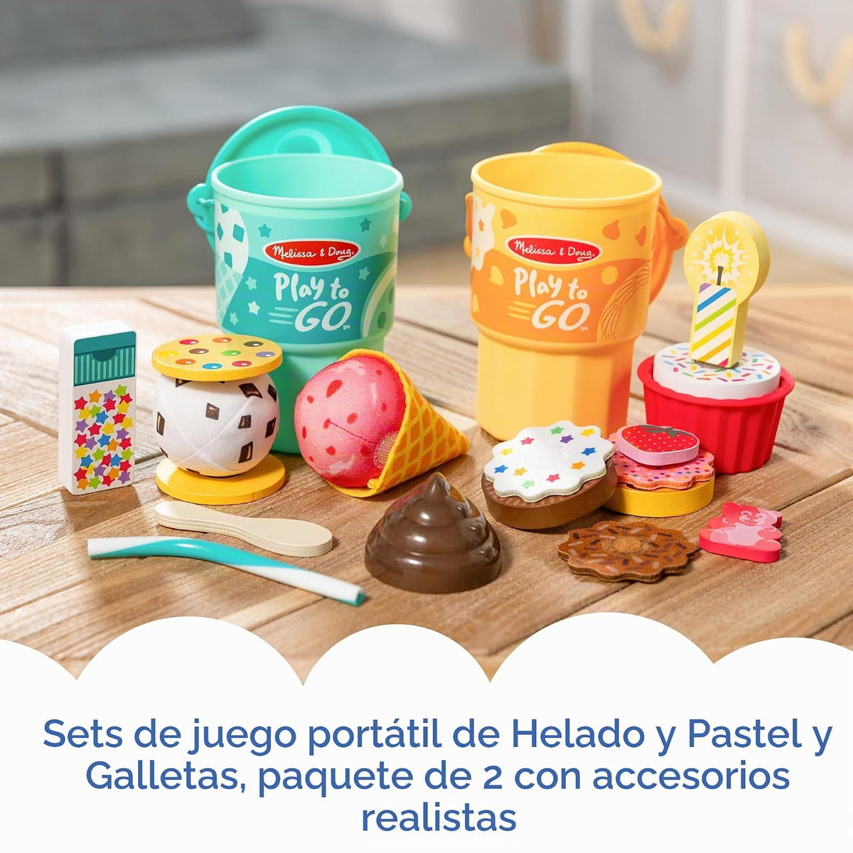 Melissa & Doug Play to Go - Paquete de 2: Pastel y Galletas y Helado, Juguetes de Viaje para niños y niñas de 3 años en adelante
