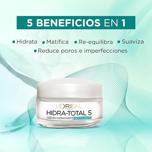L'Oreal Paris, Crema Anti-Brillo Hidra Total 5 Matificante, 50Ml