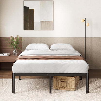 ZINUS - Cama de Plataforma de Metal de 16 Pulgadas, Soporte de Listones de Acero, no Necesita somier, Embalaje ecológico WonderBox, fácil Montaje, Negro, Queen