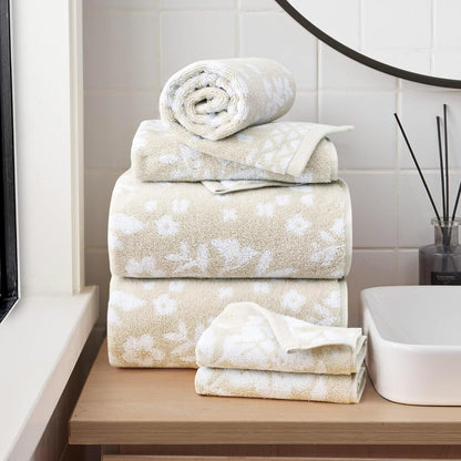 Lucky Brand Folk Floral Juego de 6 Toallas de baño – (2) Toallas de baño, (2) Toallas de Mano y (2) paños – Juego de Toallas de baño de Primera Calidad Beige Topo - Set de 6 piezas - Beige topo