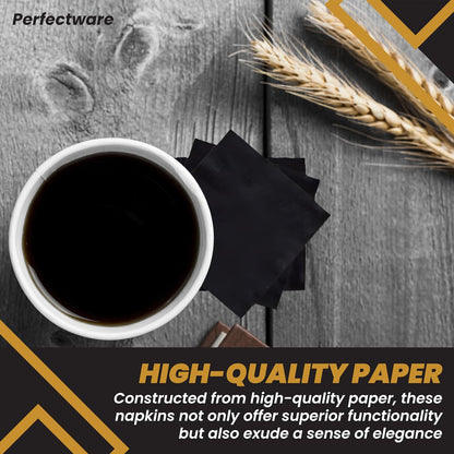 Perfectware - Servilletas de bebidas de 2 capas, 300 unidades, Negro, 10 x 10 cm