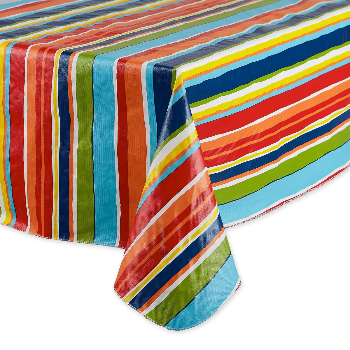 DII - Mantel de Vinilo para Interiores y Exteriores, a Prueba de derrames, Rectangular, 60 x 102 Pulgadas, a Rayas de Verano