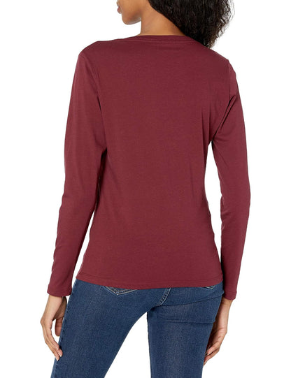 True Religion Camiseta de Manga Larga con Cuello en V Camiseta para Mujer