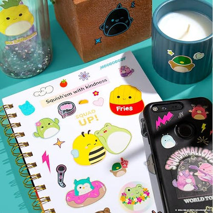 Squishmallows Original 2000 + libro de pegatinas único en la clase, 43 hojas de pegatinas, calcomanías Kawaii Squishmallows para botella de agua, cuadernos, bolsas de recuerdos de fiesta, lindas