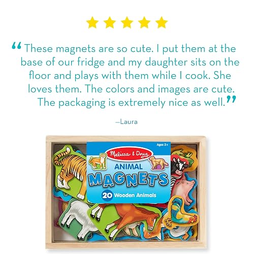 Melissa & Doug Set de 20 Imanes de Animales en Caja, Juguete de Madera, Juguete de Desarrollo - Certificados FSC