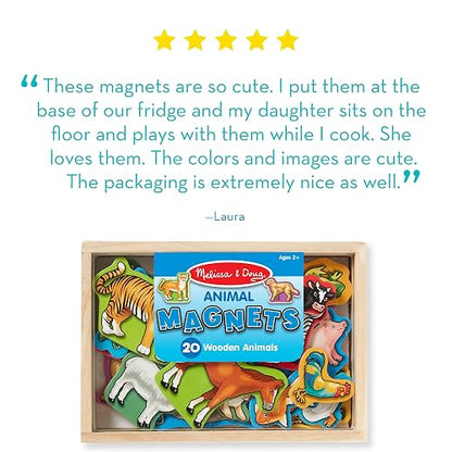 Melissa & Doug Set de 20 Imanes de Animales en Caja, Juguete de Madera, Juguete de Desarrollo - Certificados FSC