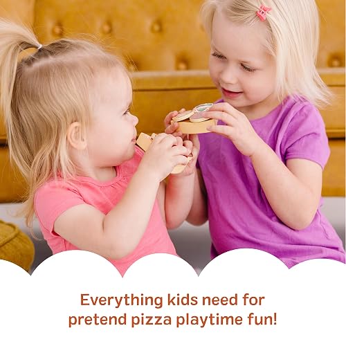 Melissa & Doug Alimentos de Juguete para Fiesta de Pizza, Juego de Imitación de Hacer Pizza, Juguete de Madera Pestañas Autoadhesivas, Más de 30 Piezas