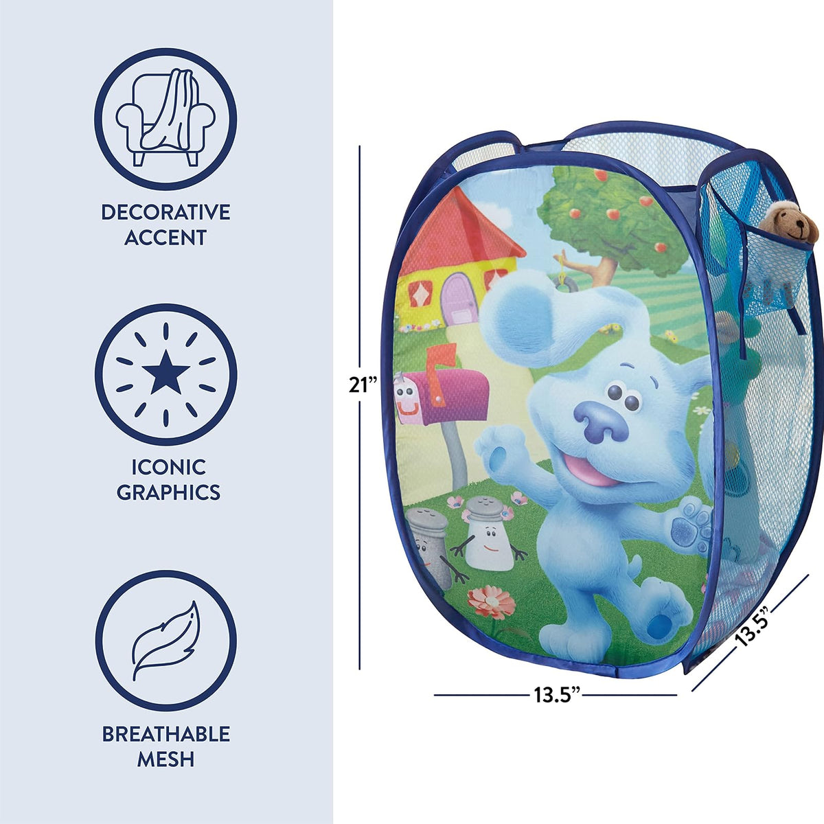 Nickelodeon Blues Clues - Cesta desplegable con asas de transporte duraderas, 21 pulgadas de alto x 13.5 pulgadas de ancho x 13.5 pulgadas de largo