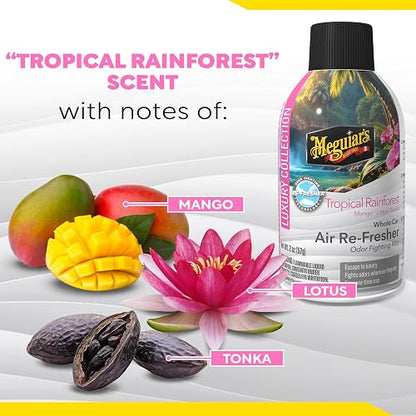 Meguiar's Car Air Refresher Nebulizador Antiolor, Aroma Tropical Rainforest, Rosa, 57 g G262602