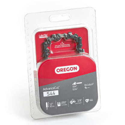 Oregon S44 AdvanceCut - Cadena de sierra de repuesto para barras guía de 12 pulgadas, 44 eslabones de transmisión, paso: 3/8 pulgadas de baja vibración, calibre 0.50 pulgadas, se adapta a varios modelos Stihl, gris