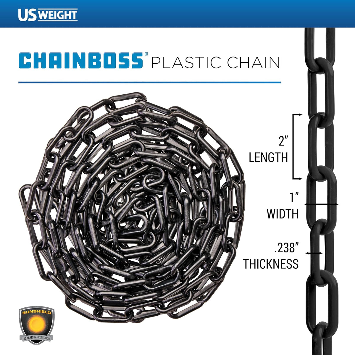 US Weight Cadena de Seguridad de Plástico 2 x 25 pies Resistente a Rayos UV