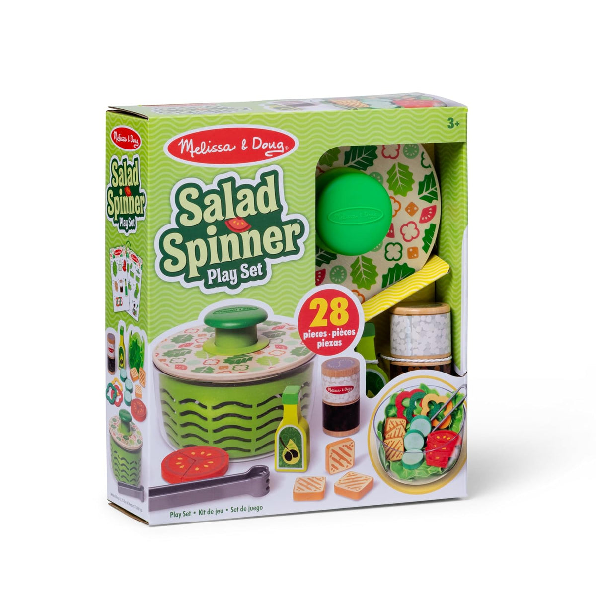 Melissa & Doug Centrifugador de Ensalada, Kit de Juguetes, Juego de Roles, Comida de Juguete para Niños y Niñas de Edad 3+