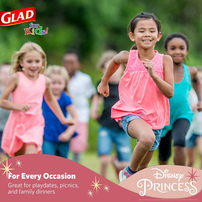 Glad for Kids Disney Princess “Magic is in All of Us” 8.5” Paper Plates | Disney Princess Paper Plates, Kids Snack Plates | Kid-Friendly Paper Plates for Everyday Use, 24 Ct
