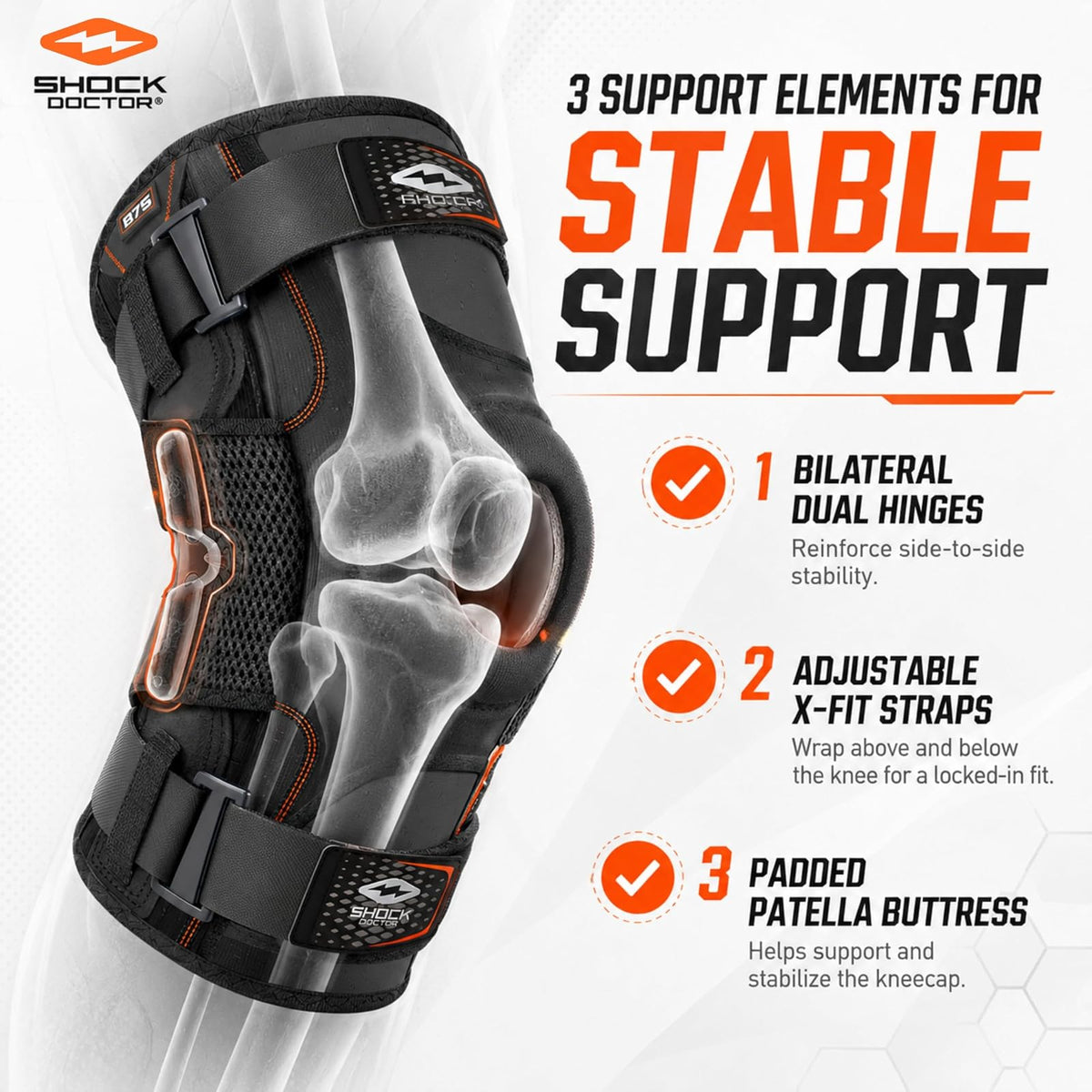 Shock Doctor Ultra - Soporte para Rodilla con Articulaciones Bilaterales, Unisex Adulto, Individual