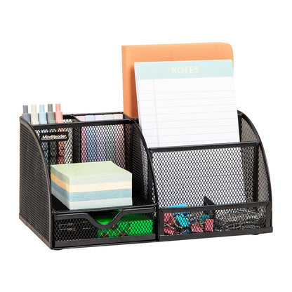 Mind Reader Desktop Organizer, File Storage, Accessory Storage, Workspace, Office, Metal Mesh, 11"L x 5.5"W x 5"H, Black
