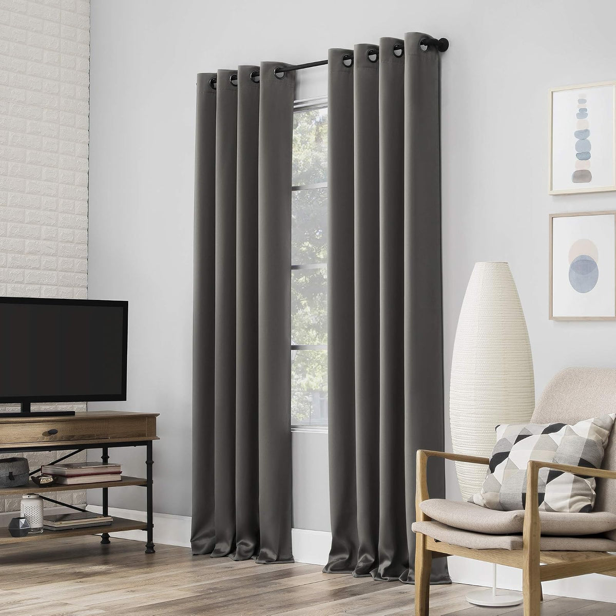 Sun Zero Nordic Cortinas Blackout, Juego de 2 Paneles - 132.1An x 160Al cm (2 Paneles) - Gris