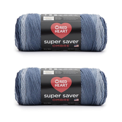 Red Heart Super Saver Jumbo Estambre Acrílico Degradado, Paquete de 2 - Azul marino degradado