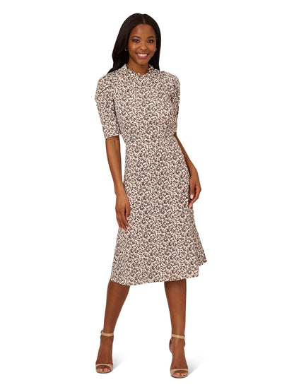 Adrianna Papell Vestido Midi Manga Corta Cuello Volantes - Negro - - XL