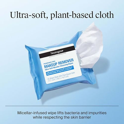 Neutrogena Fragrance-Free Makeup Remover Cleansing Towelette Singles, 20 count (Pack of 6)