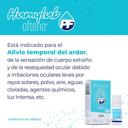 HUMYLUB OFTENO Gotas Lubricantes Oculares Sin Conservadores, Hialuronato de Sodio y Condroitín Sulfato, Alivio Ojo Seco Leve a Moderado, Estabiliza Película Lagrimal, Frasco Gotero 10 ml
