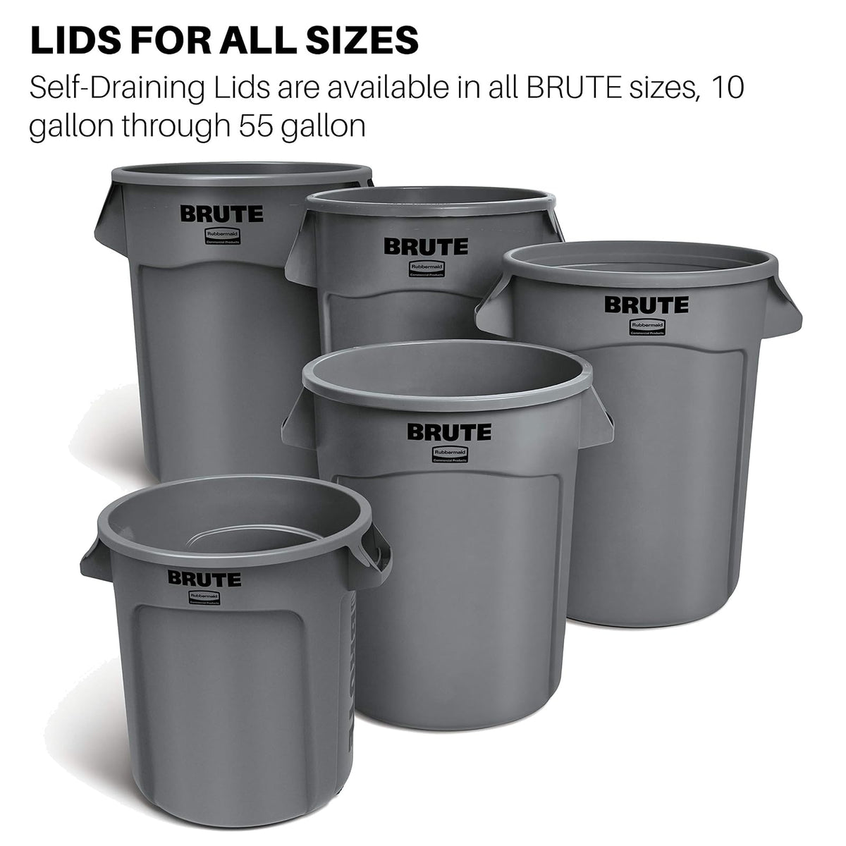 Rubbermaid Commercial Tapa Basura latas, Negro, 44 gallon