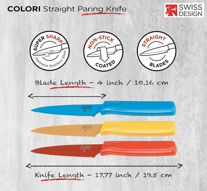 Kuhn Rikon 2847 Colori Paring Knife Set, red/yellow/blue