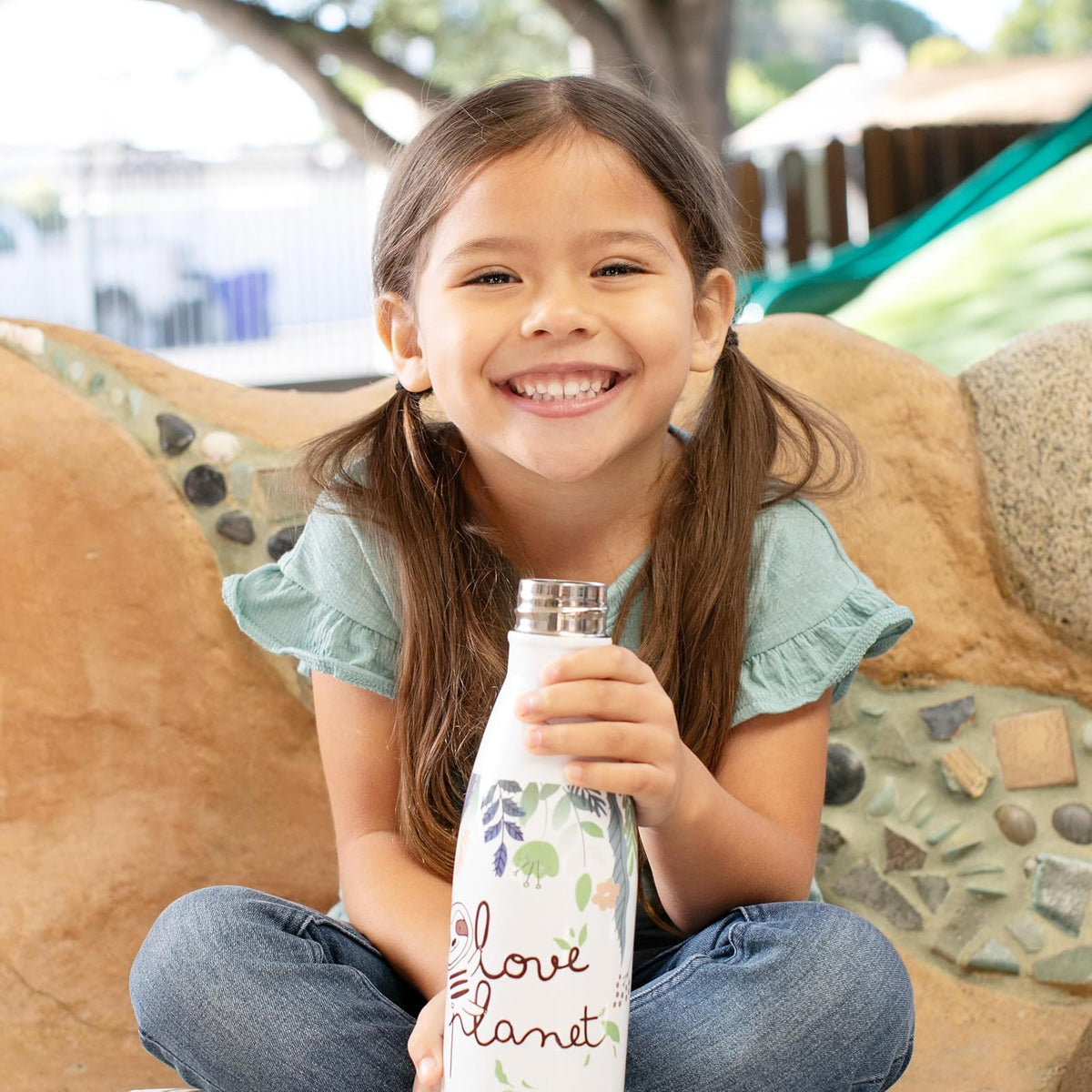 Chicco - Botella de agua aislada al aspiradora de doble pared de acero inoxidable, 17 onzas, acero inoxidable de grado alimenticio, apertura de boca ancha, a prueba de fugas y sin sudor, perezoso, más