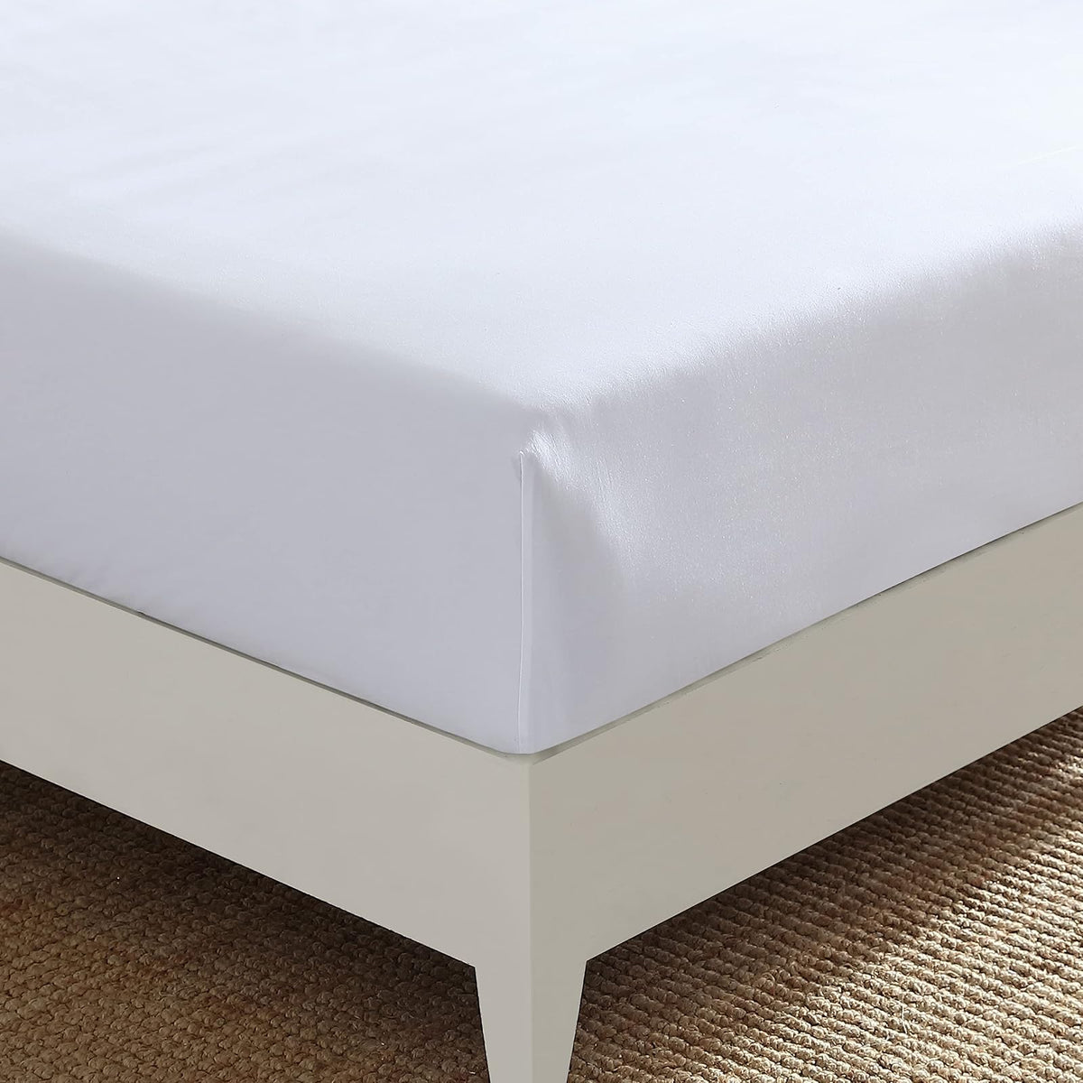 Nautica - Sábana Bajera Ajustable Individual, Ropa de Cama de percal de algodón, decoración Casual para el hogar (Blanco sólido, Individual)