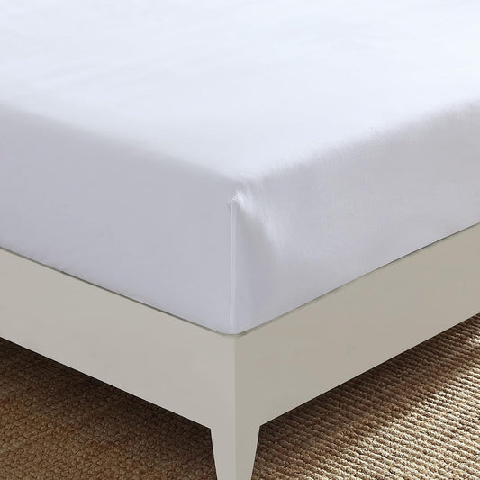 Nautica - Sábana Bajera Ajustable Individual, Ropa de Cama de percal de algodón, decoración Casual para el hogar (Blanco sólido, Individual)