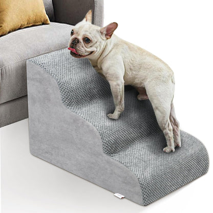 Niubya Escalera de Espuma para Perro Pequeño con Base Antideslizante - 3 Steps - Gris
