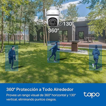 TP-Link Tapo C520WS Cámara de Seguridad WiFi Exterior - Resolución 2K - Cobertura 360° - Visión Nocturna a Color - Detección de Movimiento - Alarma de Luz y Sonido - 512GB - App Tapo - Protección IP66