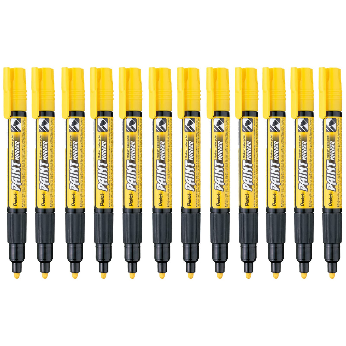 Pentel Marcador Permanente Uso Industrial Caja 12 Piezas - Amarillo