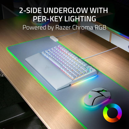 Razer V4 75% - Teclado mecánico Gaming Chroma RGB White Edition | Diseño intercambiable en caliente, compacto y duradero, Chroma RGB, MF Roller & Media Keys, cómodo reposamuñecas