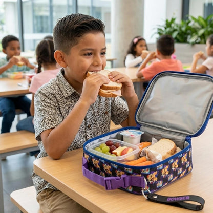 Ruz Lonchera Escolar Super Mario Bros Película Bolsa para Alimentos Bowser Infantil Poliéster Azul