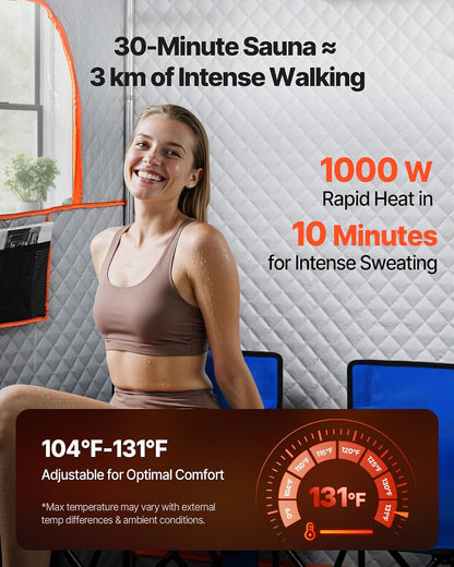 VEVOR Sauna de vapor portátil mejorada para el hogar, tienda de spa de cuerpo completo para 2 personas con vaporizador, 2 sillas plegables, control remoto y 2 cajas de aceites esenciales