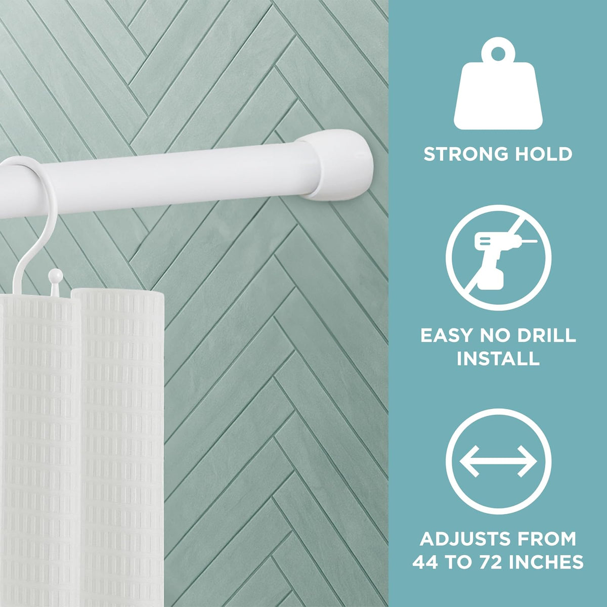 Zenna Home Neverrust - Barra de baño de tensión de Aluminio