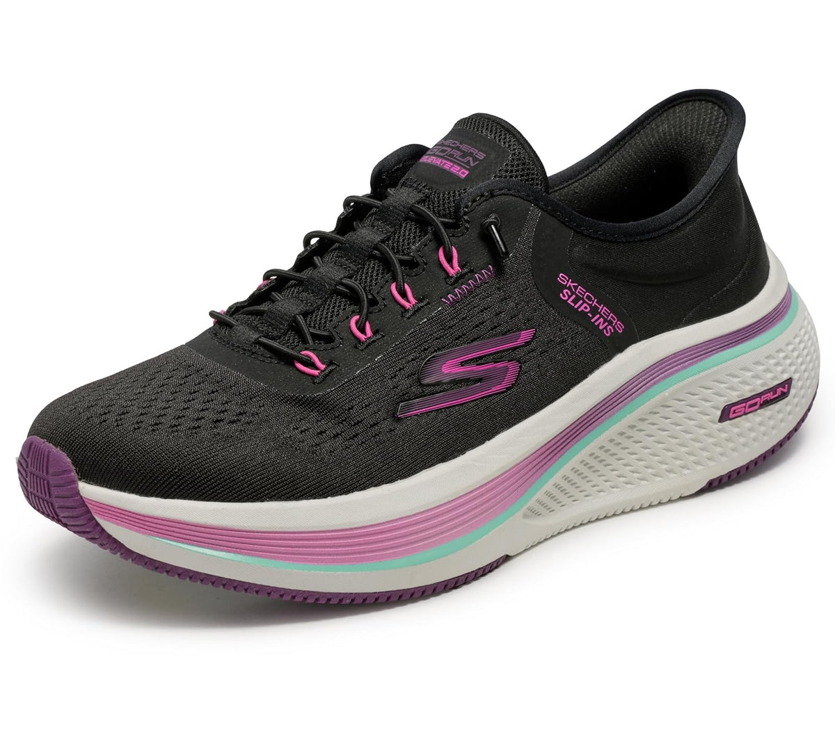 Skechers Go Run Elevate 2.0 Banyan Tenis Sin Cordones para Mujer - 22.0 cm - Negro - Rosa