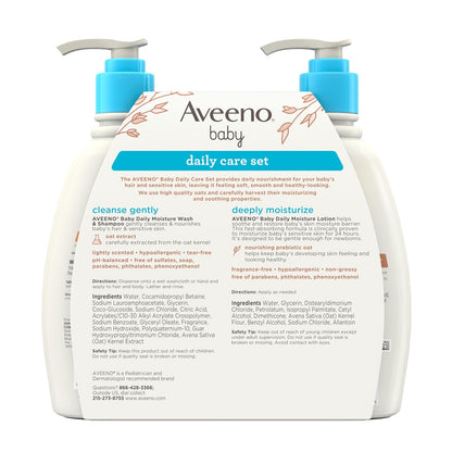 Aveeno Baby Gentle Moisturizing Daily Care Set, Natural Oat Extract, Natural Colloidal Oatmeal, 2 Items