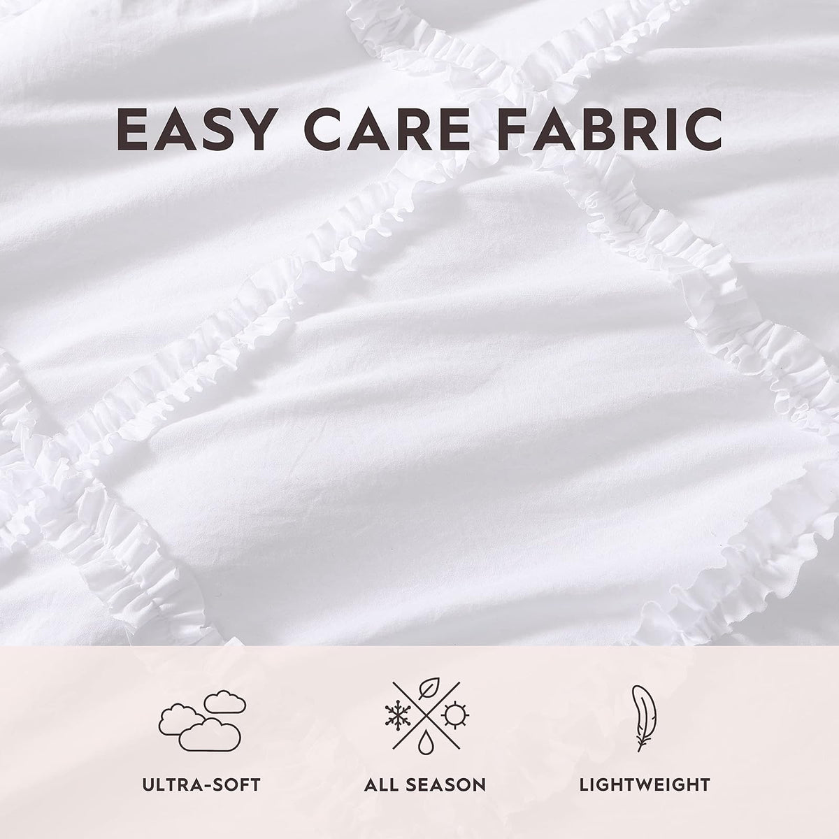 Laura Ashley - Juego de edredón Individual XL, Juego de Ropa de Cama Reversible con Funda a Juego, Esenciales para recámara (Norah Blanco sólido)