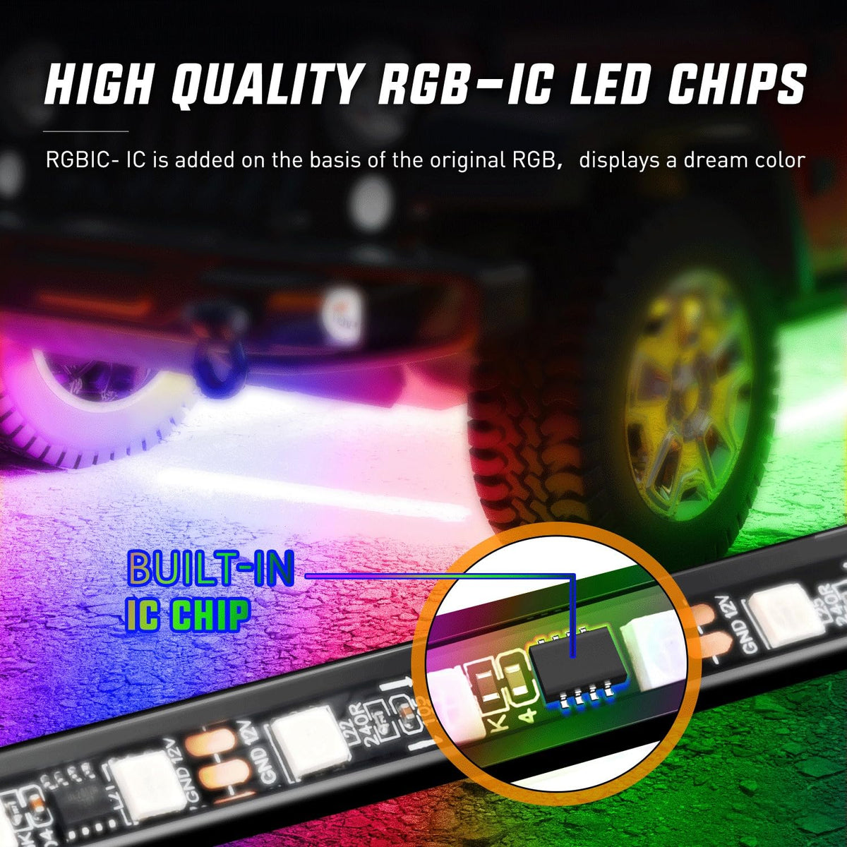 Nilight 4 Luces de Acento Neón RGBIC 256 LED para Subdálaje de Auto, Multicolor, Control por App, TL-300