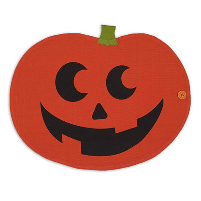 DII - Decoración de Mesa para Fiesta de Halloween, Tela de algodón Reutilizable y Lavable a máquina, Juego de Caminos de Mesa/manteles Individuales, Jack o Lantern, 4 Piezas