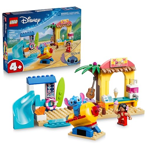 LEGO | Disney Diversión en la Playa con Lilo y Stitch – Set de Construcción de Juguetes – Juego Imaginativo con los Personajes Disney Lilo y Stitch – Desde 4 Años – 43280