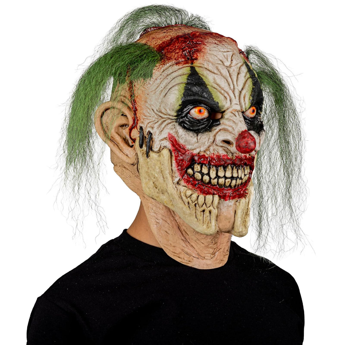 Ghoulish Productions Máscara De Látex Cracked Clown, Accesorio Látex Cosplay Payaso de Miedo, Disfraz Aterrador para Halloween y Fiestas Temáticas, Cosplay Bufón Creepy, Diseño Artesanal