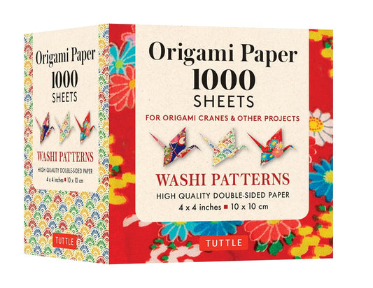 Origami Paper Washi Patterns 1,000 sheets 4" (10 cm): Tuttle Origami Paper: Double-Sided Origami Sheets Printed with 12 Different Designs (Instructions for Origami Crane Included)