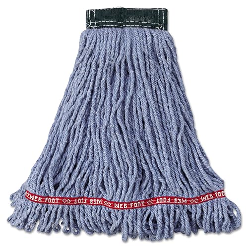 Rubbermaid Commercial Products - Repuesto de cabezal de mopa húmeda, sin encogimiento, mediano, azul, resistente para limpieza de pisos, oficina, escuela, estadio, vestíbulo, restaurante