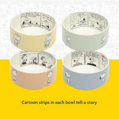 Juego de 4 tazones apilables de cerámica decorados de Peanuts, diseño Snoopy Bonbon Bites, 14 cm