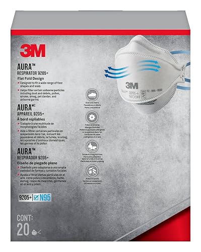 3M Aura - Respirador de partículas 9205+ N95, 20 unidades