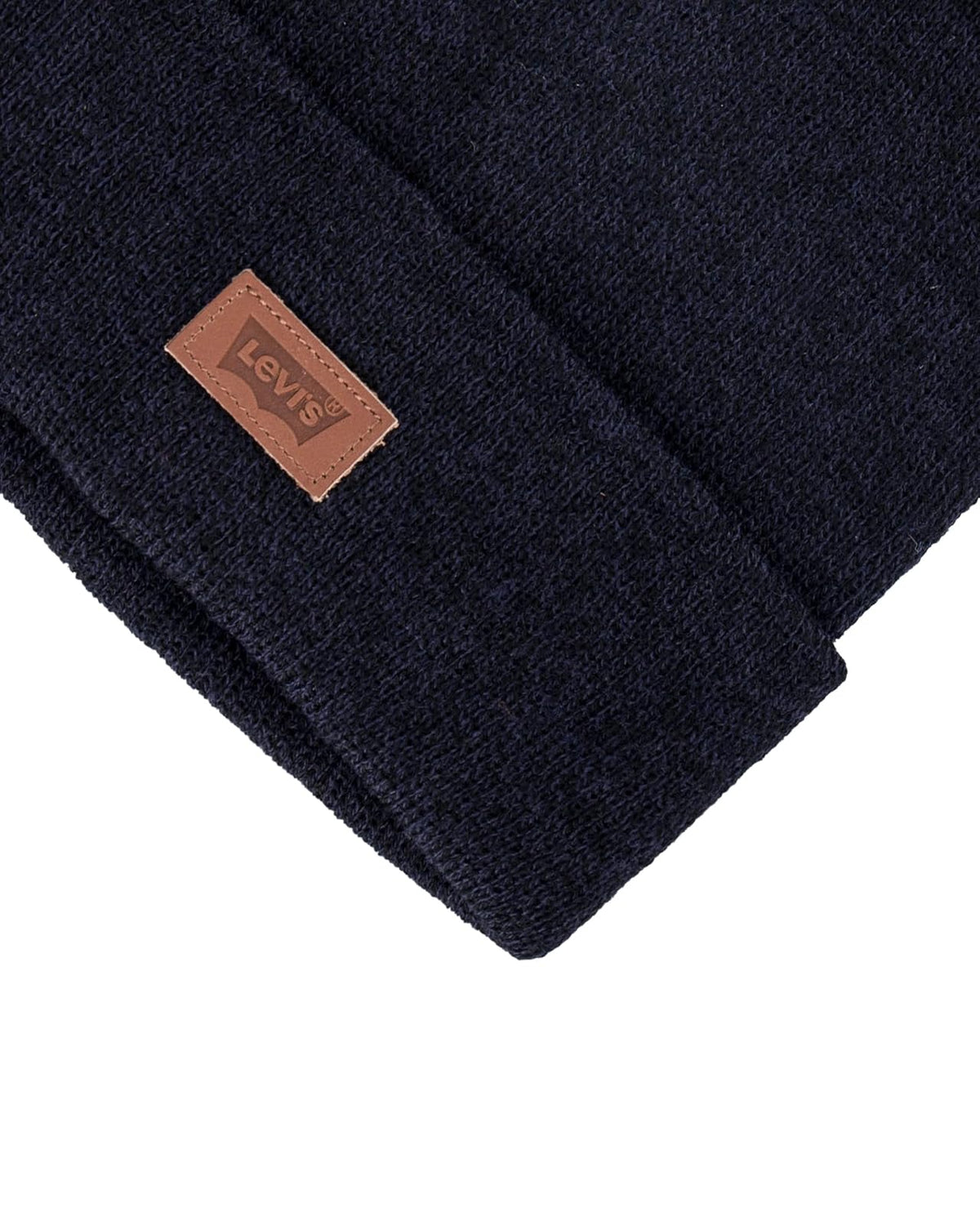 Levi'S All Season Comfy Leather Logo Patch Cuffed Hero Beanie Hat BoinaUnisex Adulto